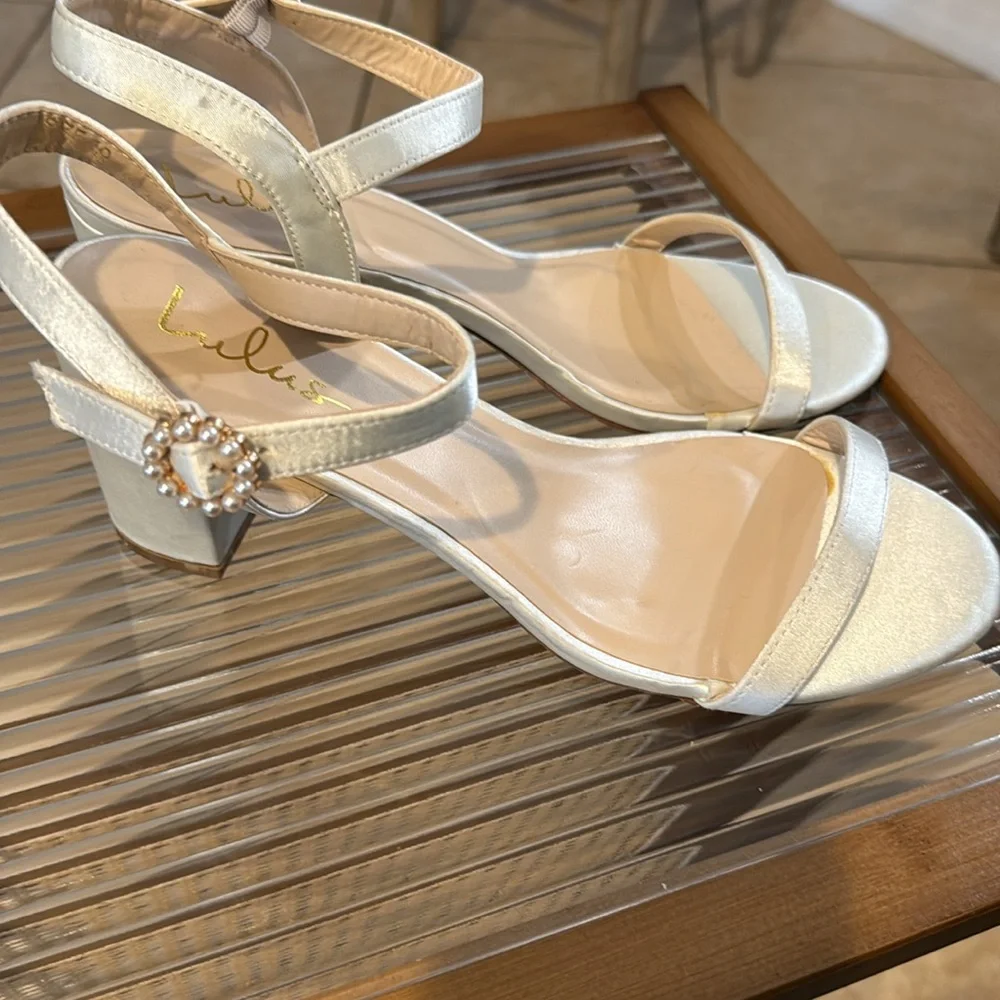 Lulus Wawna Ivory Satin Ankle Strap High Heel Sandals - Picture 8 of 11